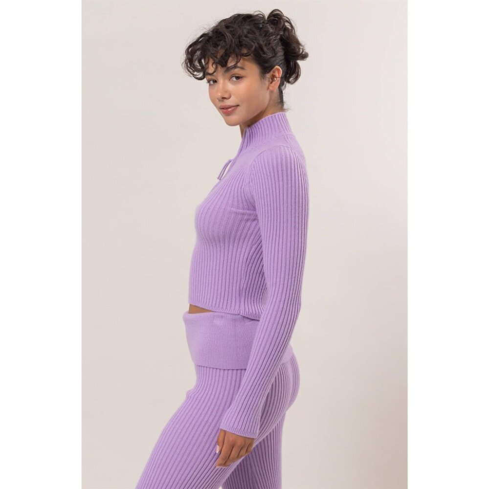 Half Zip Ribbed Knit Top - Picture 3 of 3